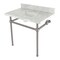 Kingston Brass 36 Console Sink with Brass Legs 8Inch, 3 Hole, Marble WhiteBrushed Nickel KVBH3622M8SQ8 - alternate 1